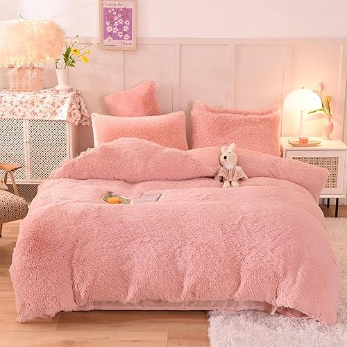 Miniatura 6 de Funda nórdica de Felpa, juego de edredón de piel sintética tamaño Queen con cierre de cremallera, 4 piezas de lujo Ultra Suave (1 funda nórdica, 1