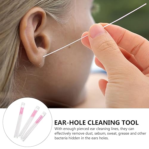 Miniatura 4 de Kit de 180 piezas de limpiador de agujeros para aretes, hilo dental rosa, desechable, línea de limpieza para perforación para mujer y hombre