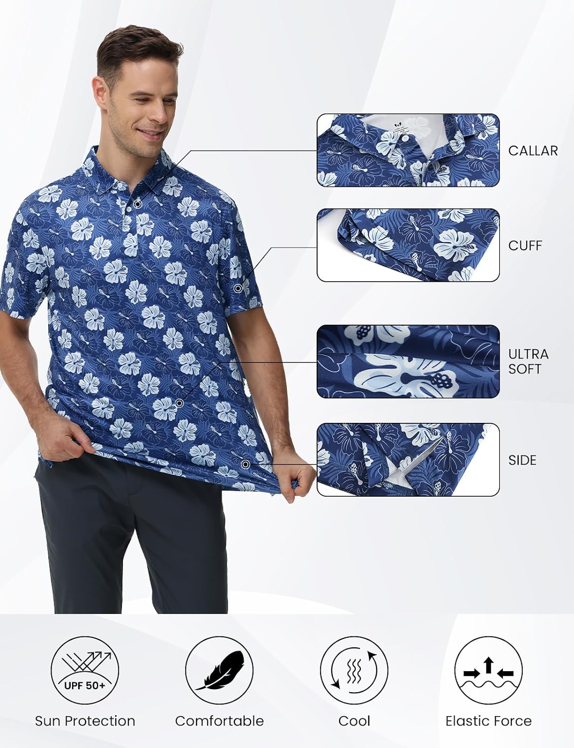 TIHEEN Mens Polo Shirts Short Sleeve,Lightweight Cool Moisture Wicking Performance Golf Polo Shirts for Men