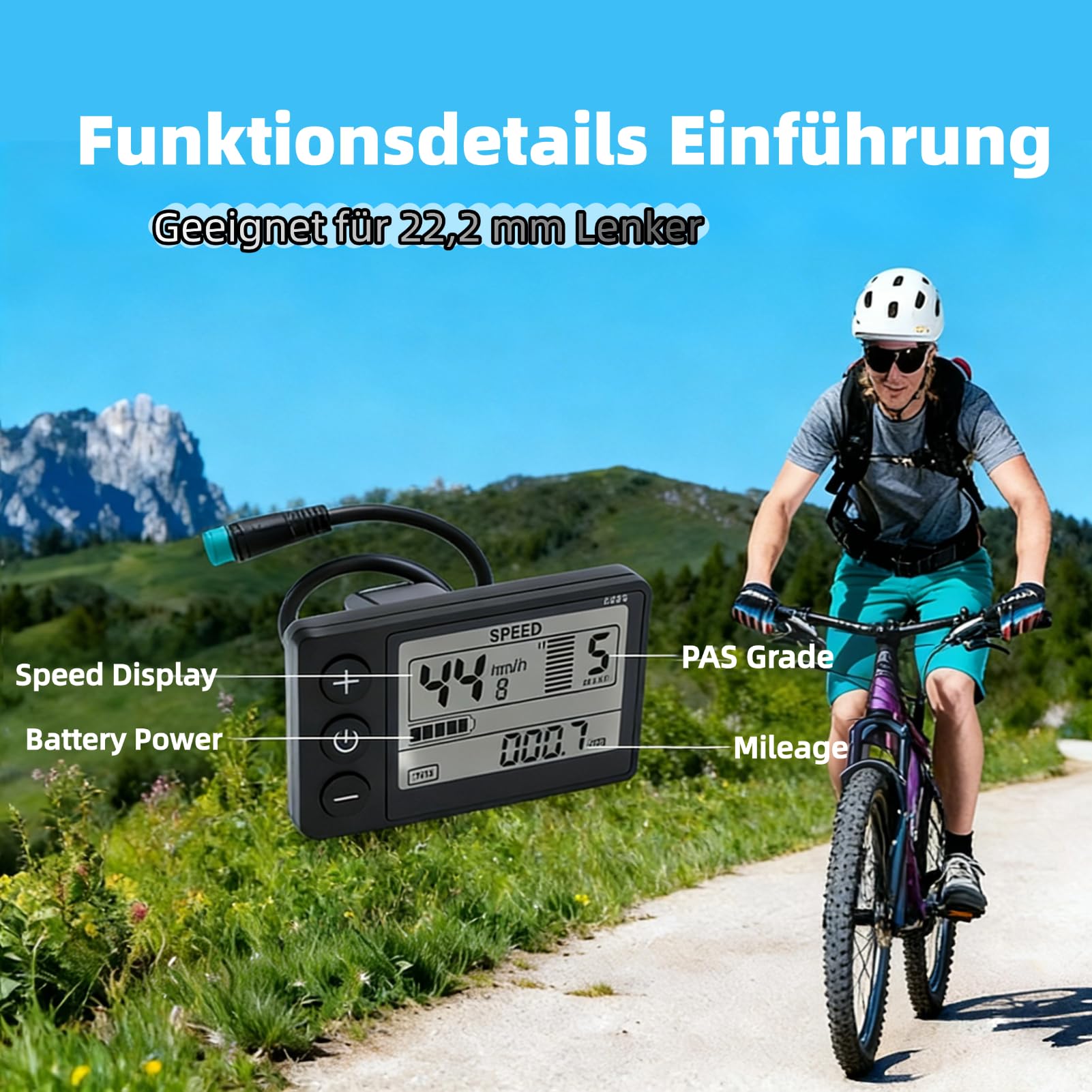 Elektrofahrradanzeige LCD Messger?t s866 LCD Display Controller 7 polig 24V/36V/48V Elektrofahrrad Display Bedienfeld Wasserdichtem IP65 LCD Display Compteurs v¨¦lo