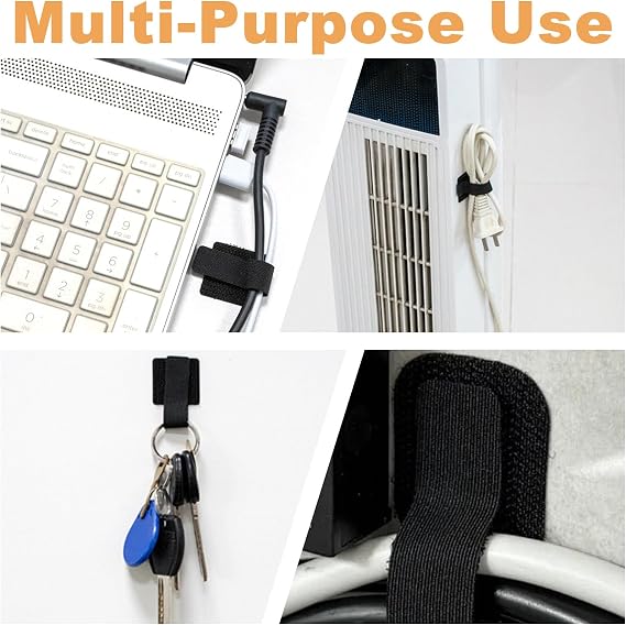 50 Piece Cable Management Desk Set in Black and White