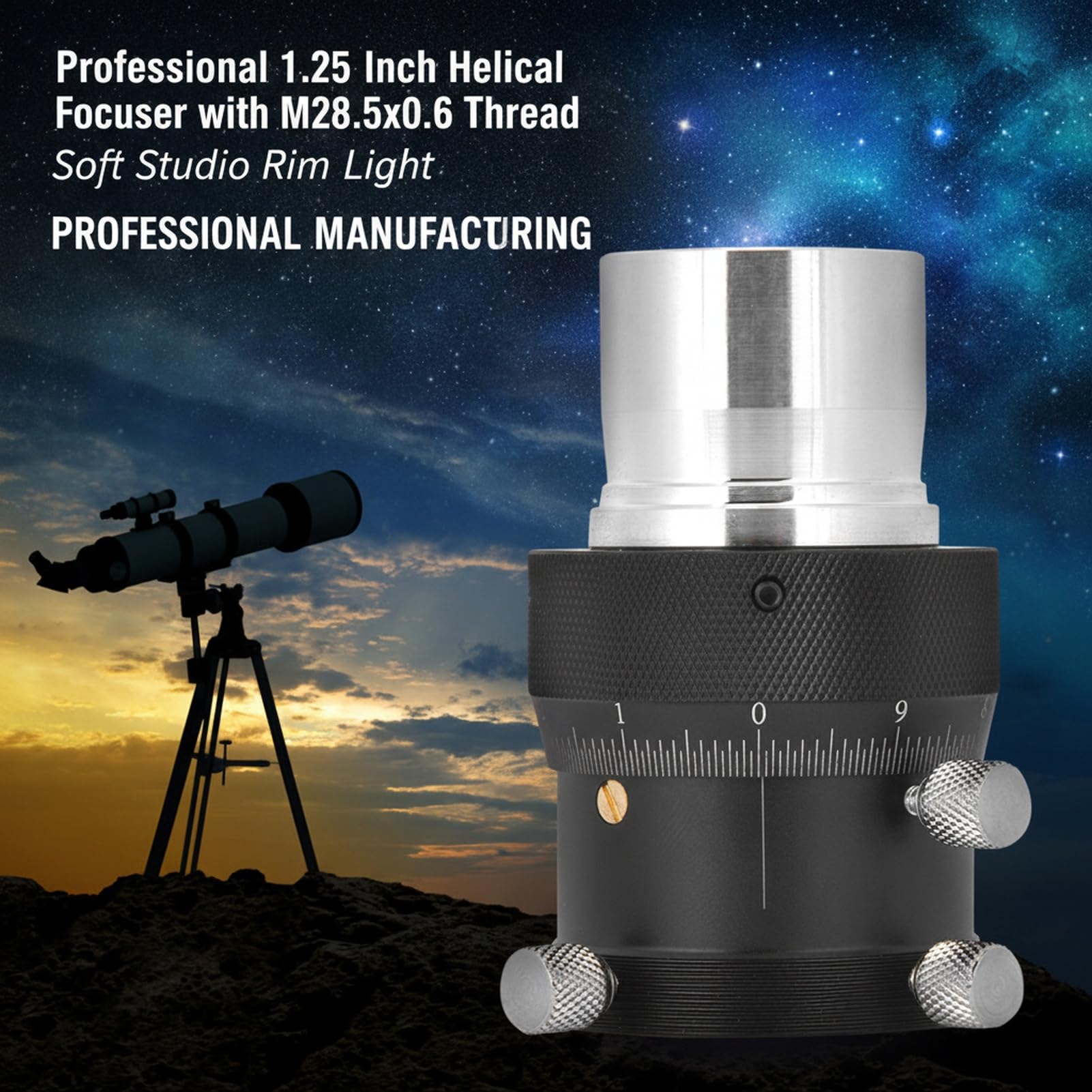 SUTISVITA Haute précision de Mise au Point de focalisation, focalisation hélicoïdale de 1,25 Pouce avec Construction en Alliage en Aluminium et Course de Mise au Point de 10 mm
