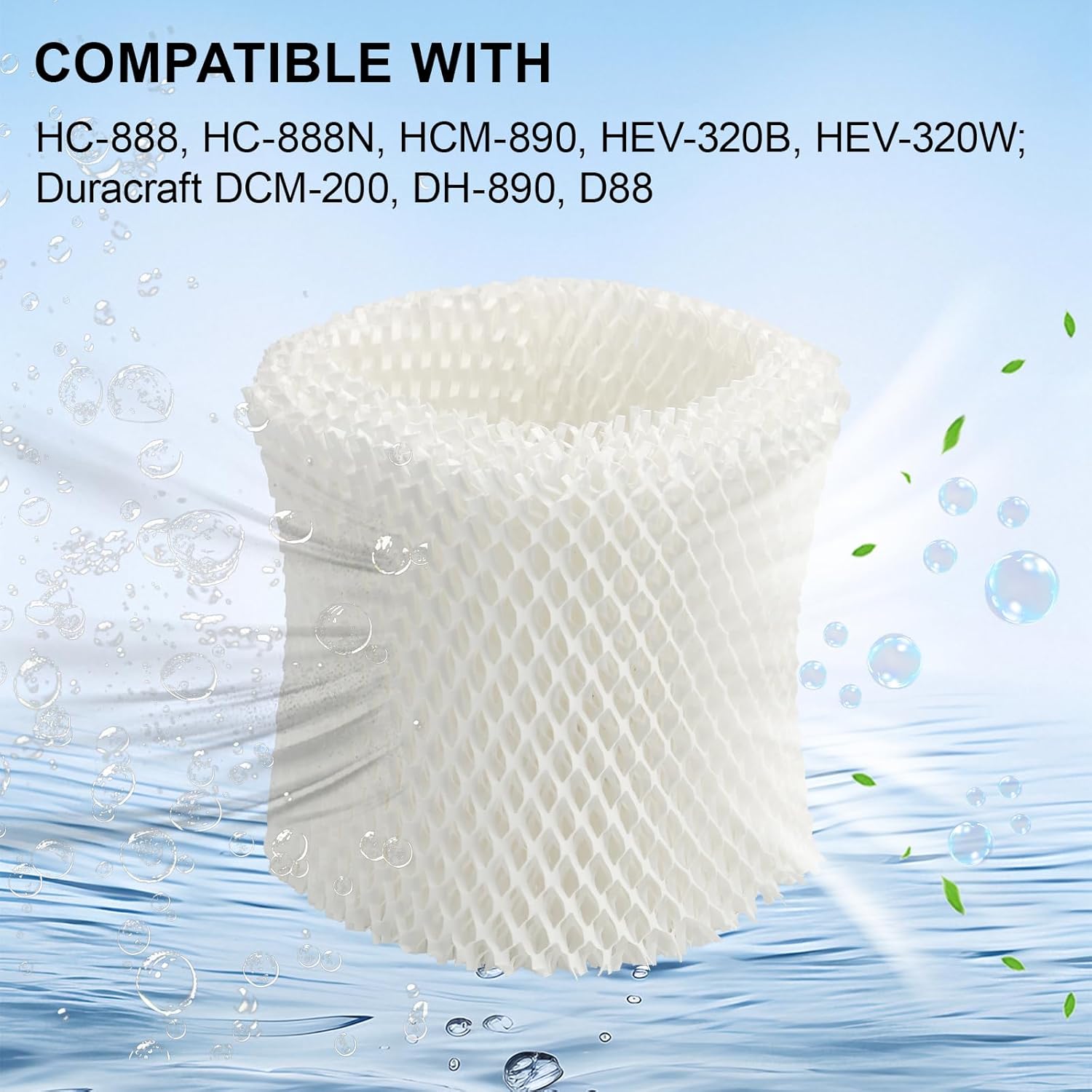 Humidifier Filter C Replacement – Compatible Wicking Filters for Models HC-888, HC-888N, HCM-890, HEV-320B, HEV-320W, DCM-200, DH-890, D88 (4 Pack)