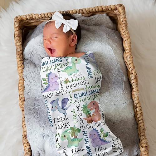 Miniatura 3 de Zocoshi Mantas personalizadas de dinosaurio para bebé, manta de bebé personalizada con nombre para niños, el mejor regalo para bebé, forro polar al
