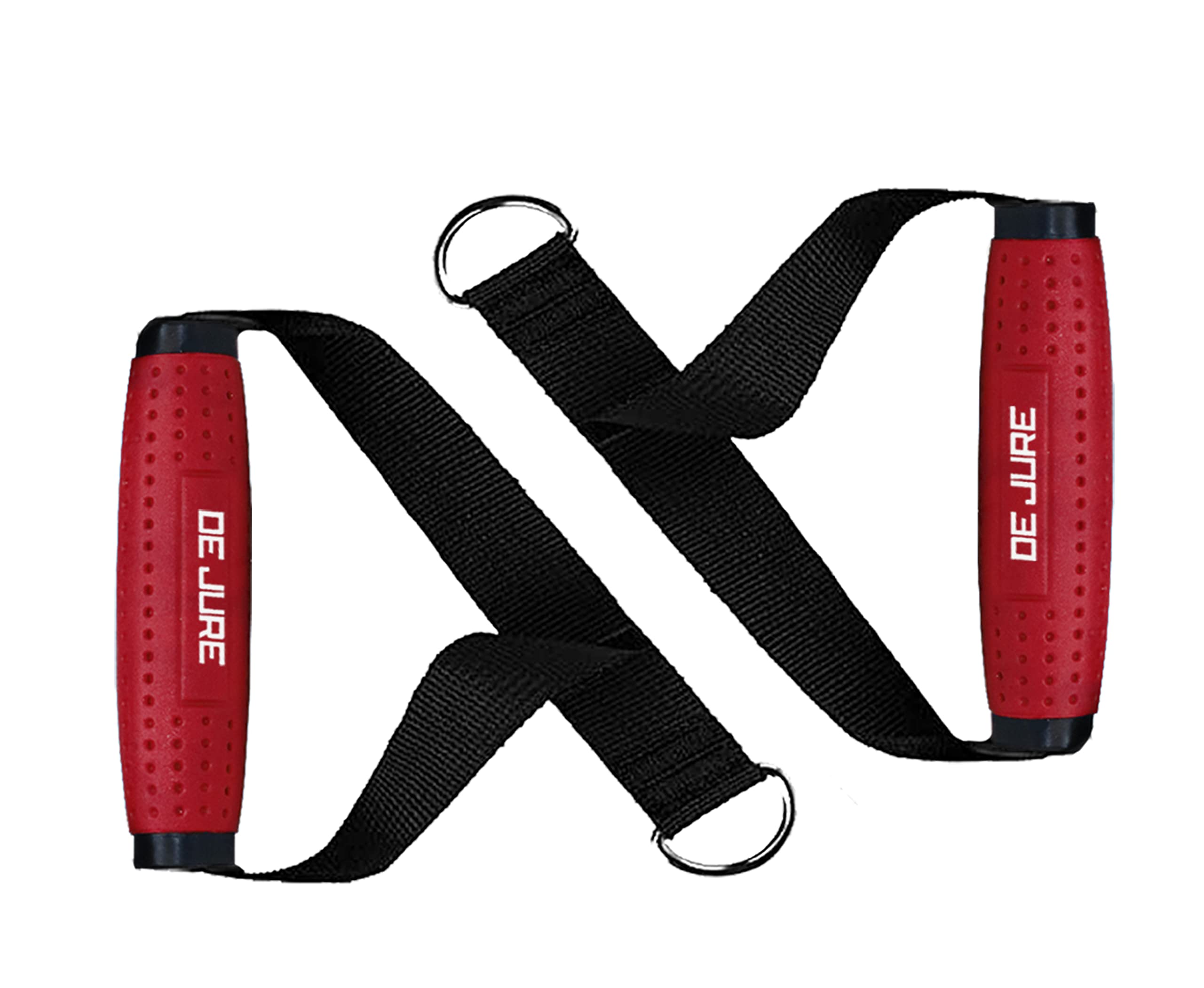 De jure Resistance Band PVC Handle with Welded D-Rings | Foam Door Anchor | Heavy Carabiner Hooks for Multiple Exercise Equipments.