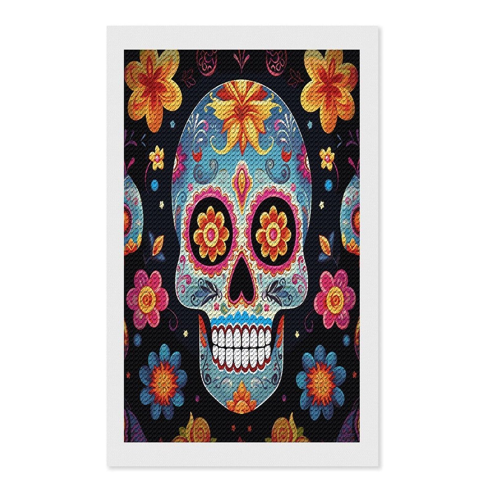 FekiLoot Sugar Skulls Paint by Numbers Kit for Adults Beginner DIY Diamond Dots Paintings Round Full Drill Diamond Art Kits Picture Diamond Art Painting Kits for Home Decor 12"x20"