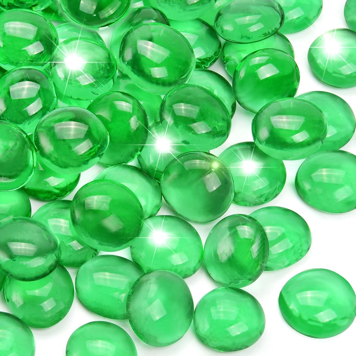 1LB Green Flat Glass Marbles for Vase Filler, Mancala Stones | Decorative Glass Pebbles for Fish Tank, DIY Crafts, Mosaics, Aquarium Decor Rocks, Candle Holders