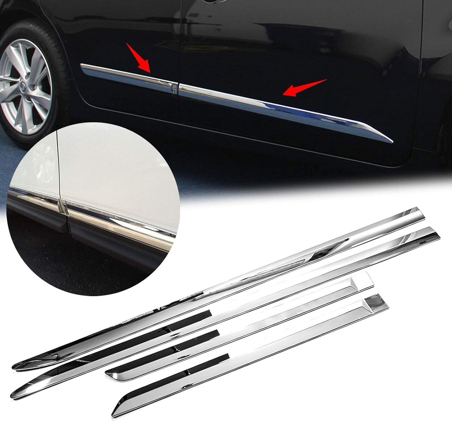 x xotic tech 4pcs Side Door Body Molding Cover Trims Compatible with Nissan Altima 2013-2018(Chrome)
