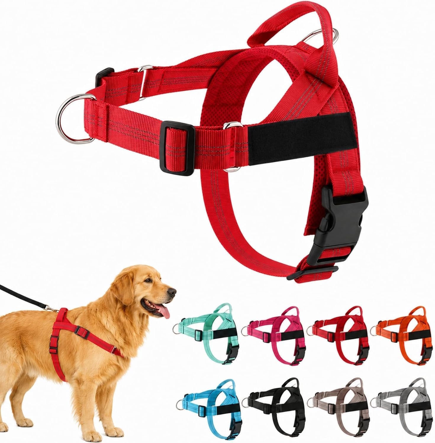 Dog Harness No Pull, Reflective Adjustable Dog Training Vest Soft Padded Comfort Fit Escape Proof Dogs Harness for Outdoor Walking