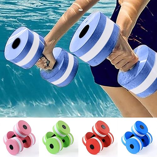 Miniatura 5 de Junshi11 Juego de 2 mancuernas para aeróbicos acuáticos para piscina para ejercicio, de alta densidad de espuma EVA para gimnasia acuática, gimnasio