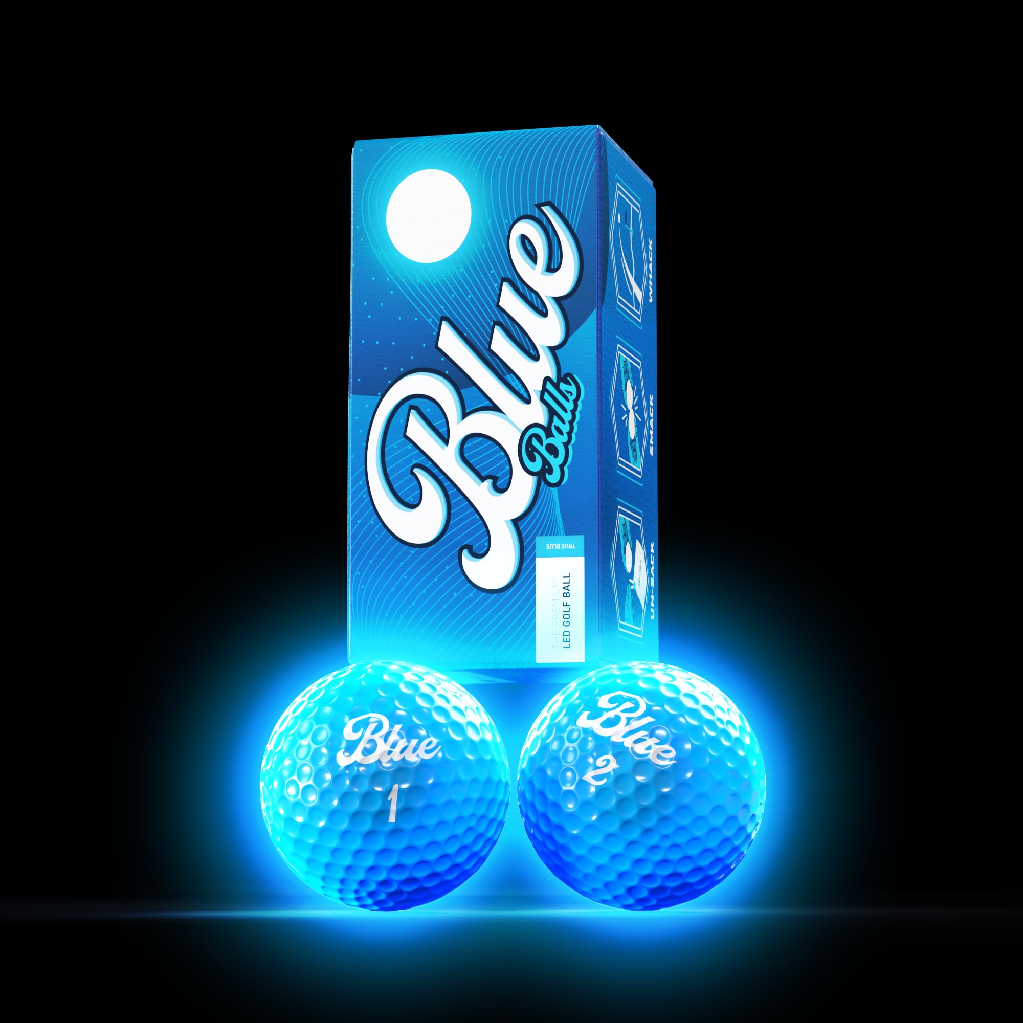 Blue Balls Premium LED Light Up Golf Balls | Glow in The Dark Golf Balls | Night Golf Balls | Golf Funny Golf Gift | Bachelor Party - Father's Day - Birthday - Retirement | 2 Pack…