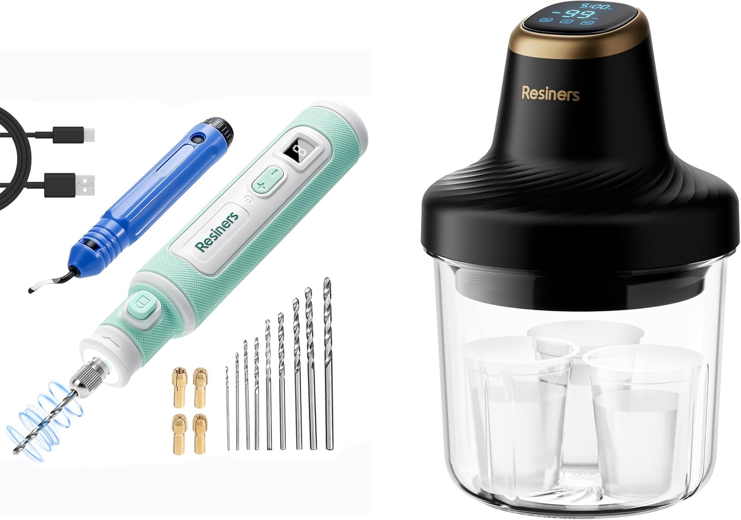 Resiners Resin Bubble Remover Airless Pro & Electric Resin Drill Pen, Cordless Rotary Tool Kit