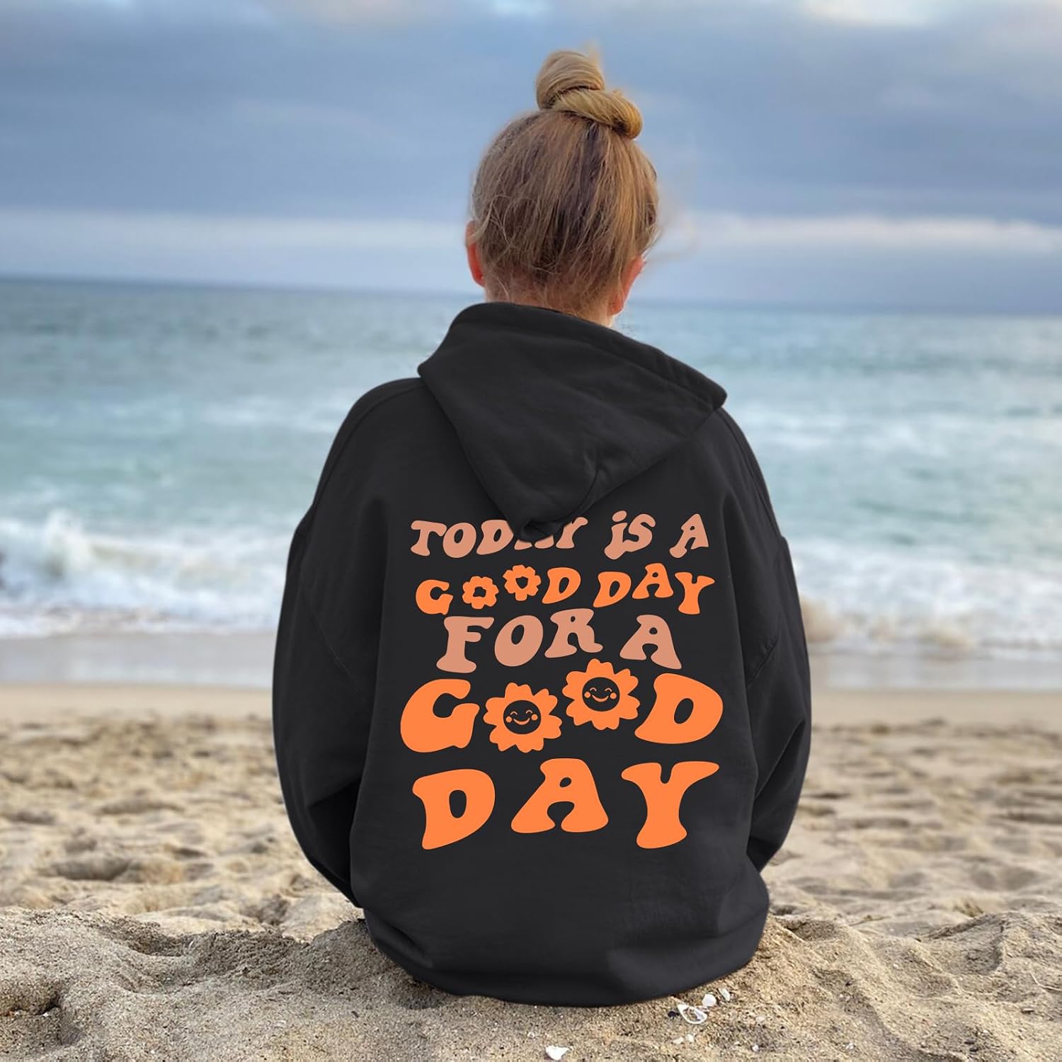 Sulayesh Cute Graphic Hoodies for Teen Girls Aesthetic Preppy Sweatshirts Inspirational Letter Slogan Loose Fit Pullover Tops