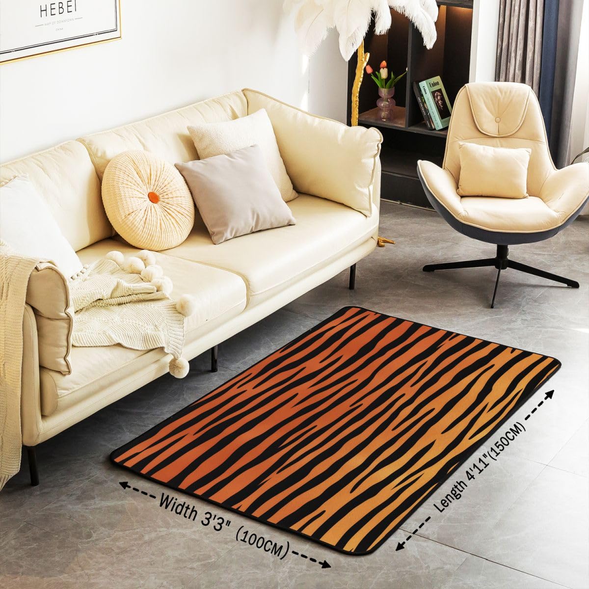 Loussiesd Dywan z nadrukiem zebry 150 * 200 cm do sypialni