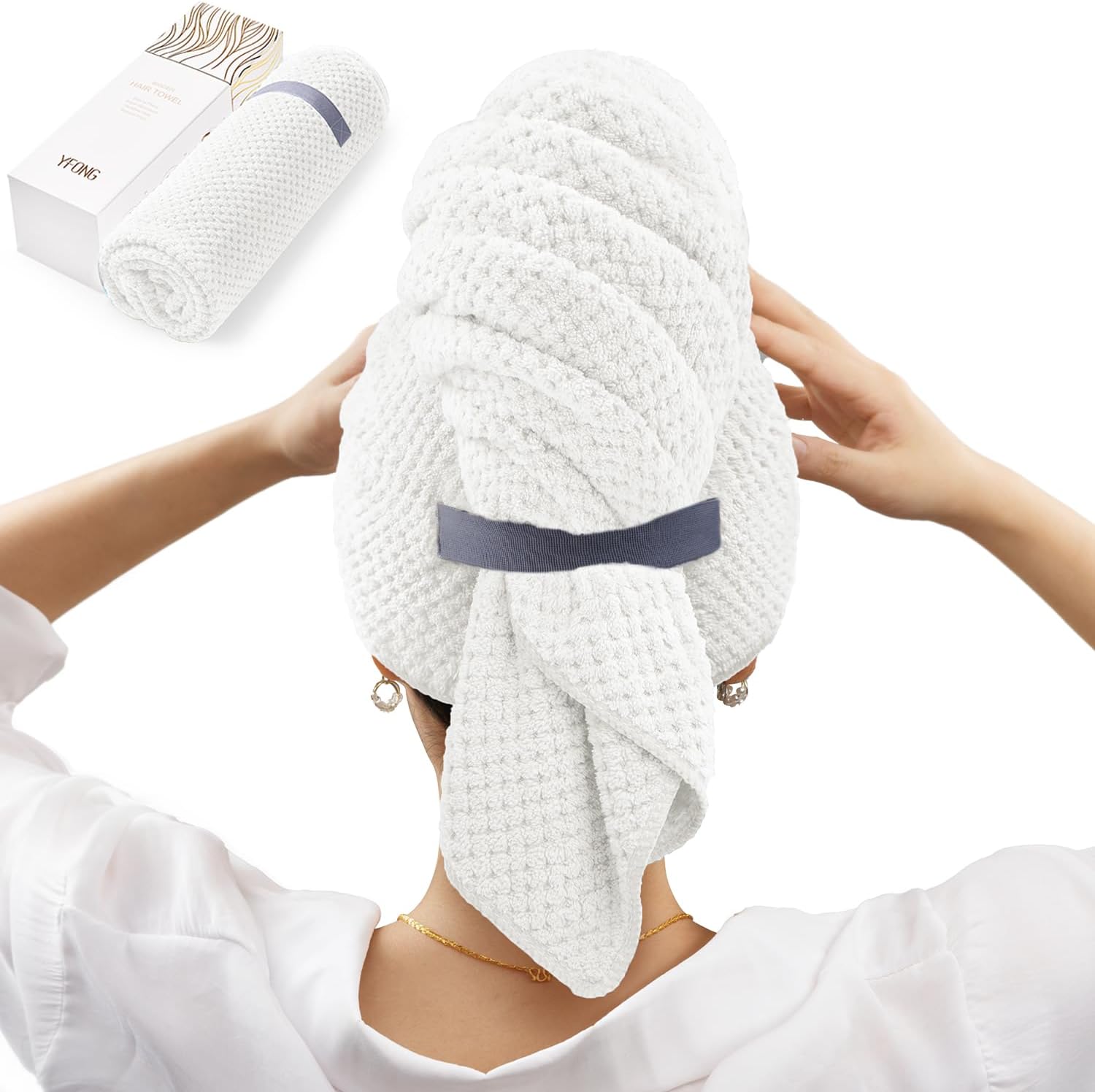 YFONG Larger Microfiber Hair Towel Wrap for Women, 30" X 40"Super Absorbent