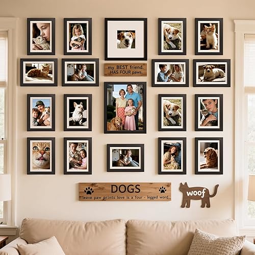 Vista 57 de HappyHapi Juego de 12 portarretratos de 5 x 7 pulgadas, marcos de fotos negros, para exhibir fotos de 4 x 6 con paspartú o de 5 x 7 pulgadas