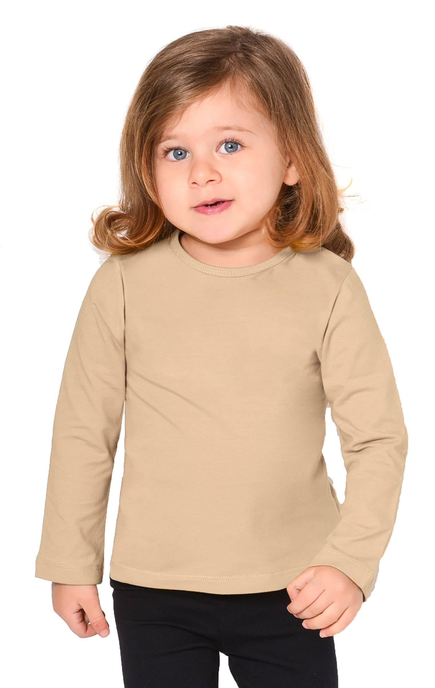 LilaxGirls' Basic Long Sleeve Round Neck Cotton T-Shirt