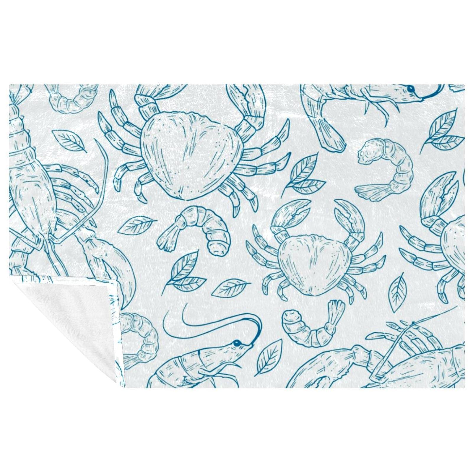 Couverture douce crevettes pour pique-nique camping et plage grand confort