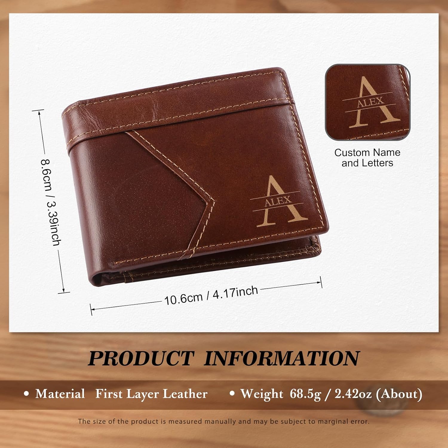 Custom Wallets for Men – Personalized RFID Blocking Genuine Leather Wallet, Engraved Name & Initial, Slim Bifold for Men, Unique Gift for Dad, Husband, Father’s Day, Birthday (Styles 2) - Image 3