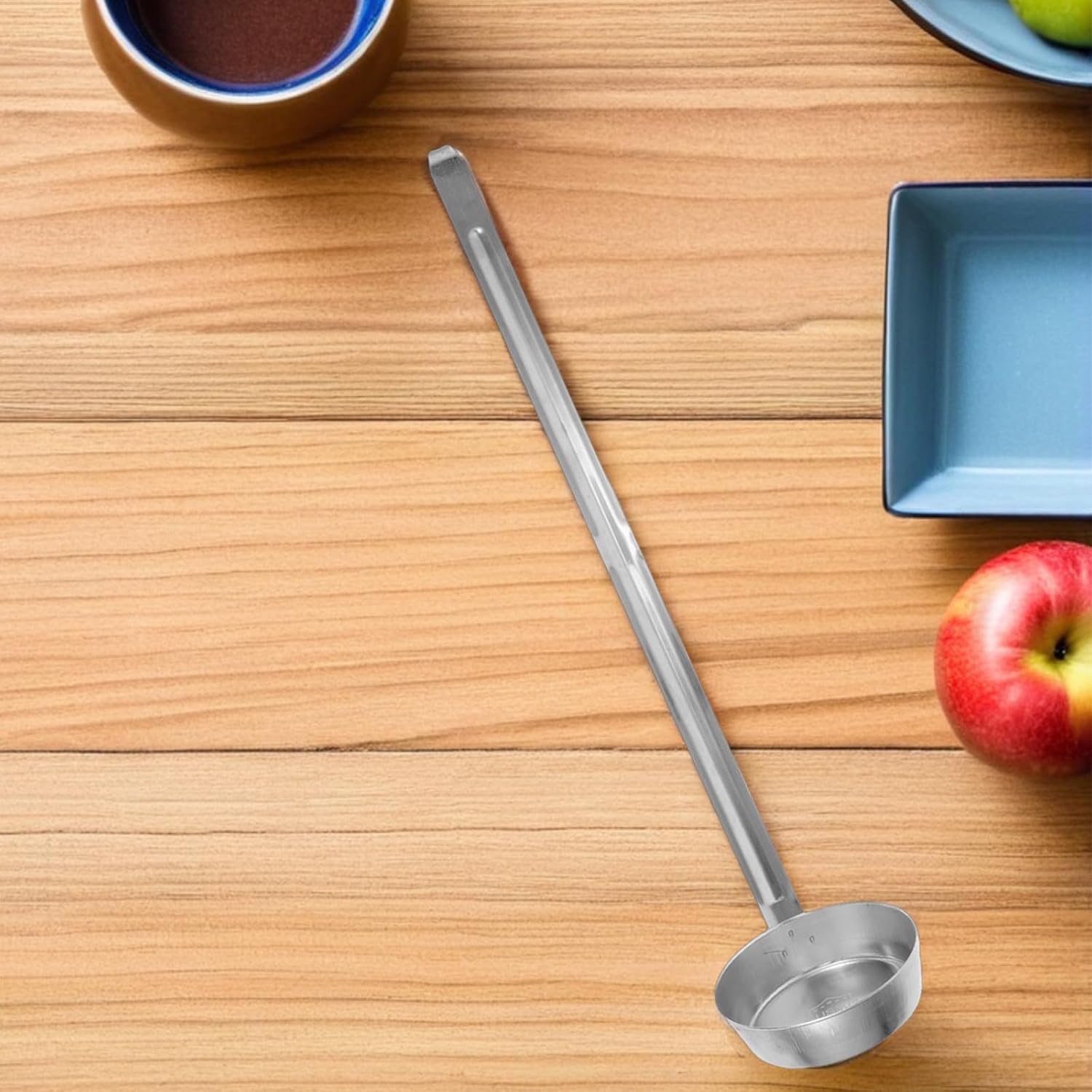 Pizza Sauce Ladle Spoon with Flat Bottom and Long Handle Stainless Steel