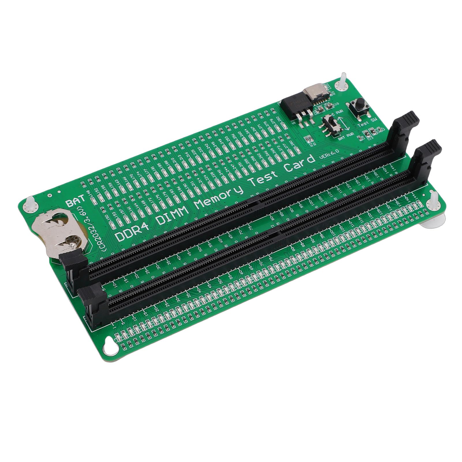 Hyuduo RAM-Speicher-Tester-Karte, DDR4-Steckplatz-Diagnosetool für Laptop-Computer mit LED-Lichtanzeige, Dual-Stromversorgungsmodi für Desktop- und Server-Computer