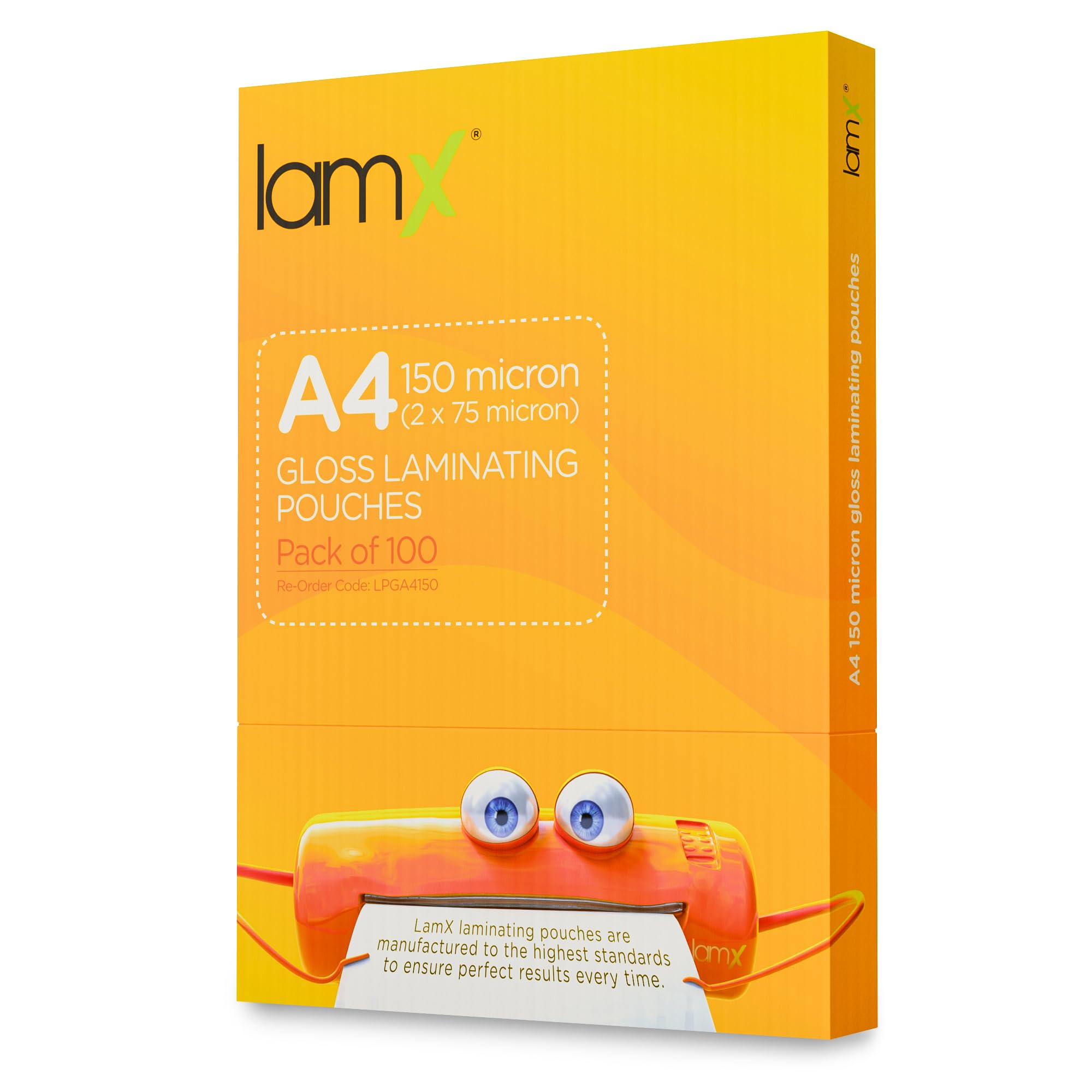 LamX A4 Laminating Pouches 150micron, High Gloss Finish Sheets, Anti-Static Formula Laminating Pouches A4