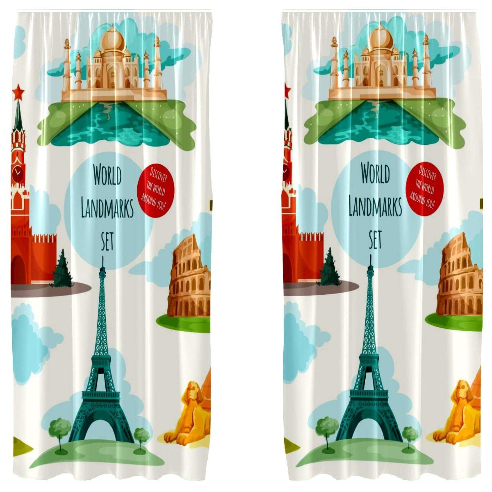 Juego de 2 paneles de 55 x 84 pulgadas que embellecen tu hogar con monumentos mundiales