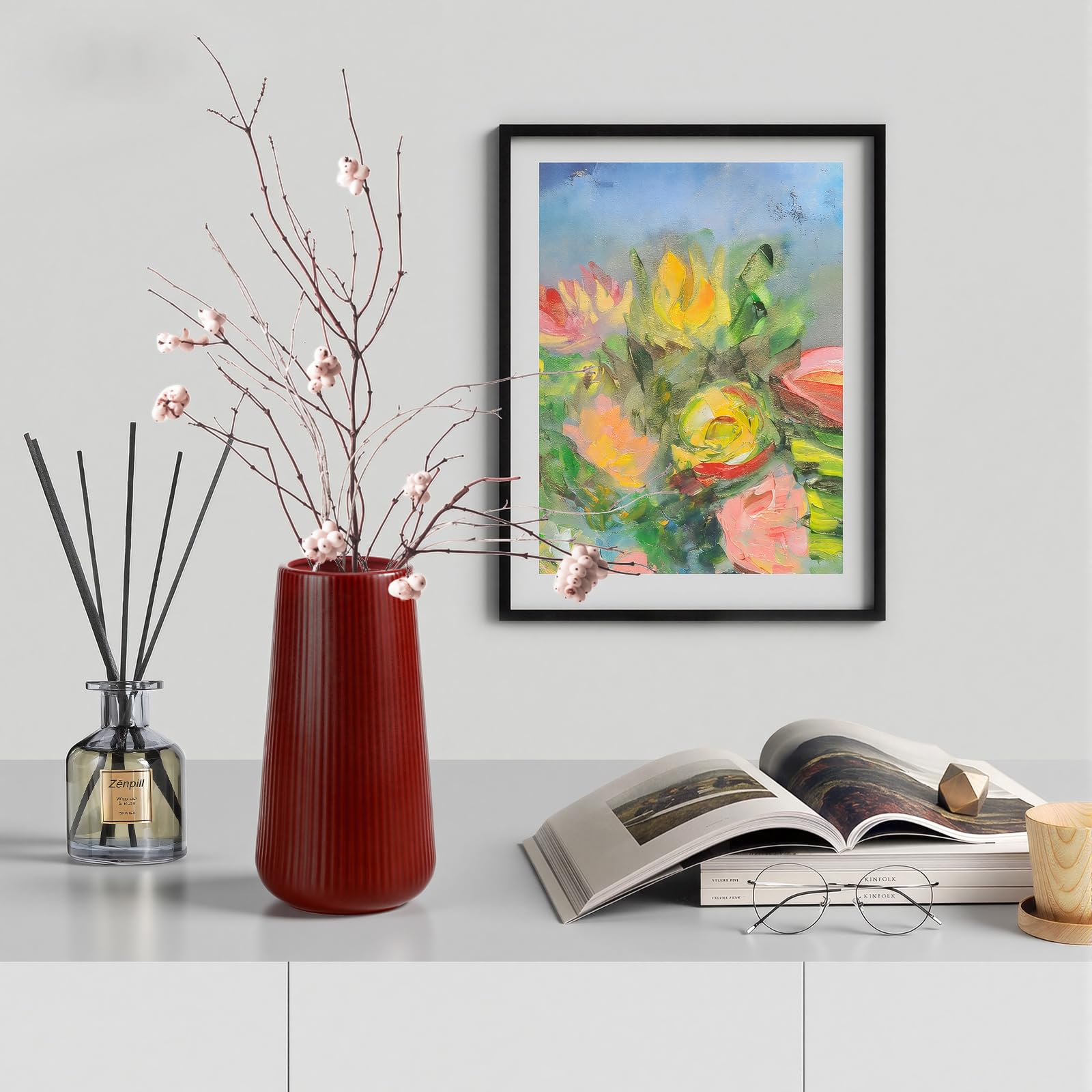 GUKJOB Small Ceramic Flower Vase for Pampas Grass - product photo