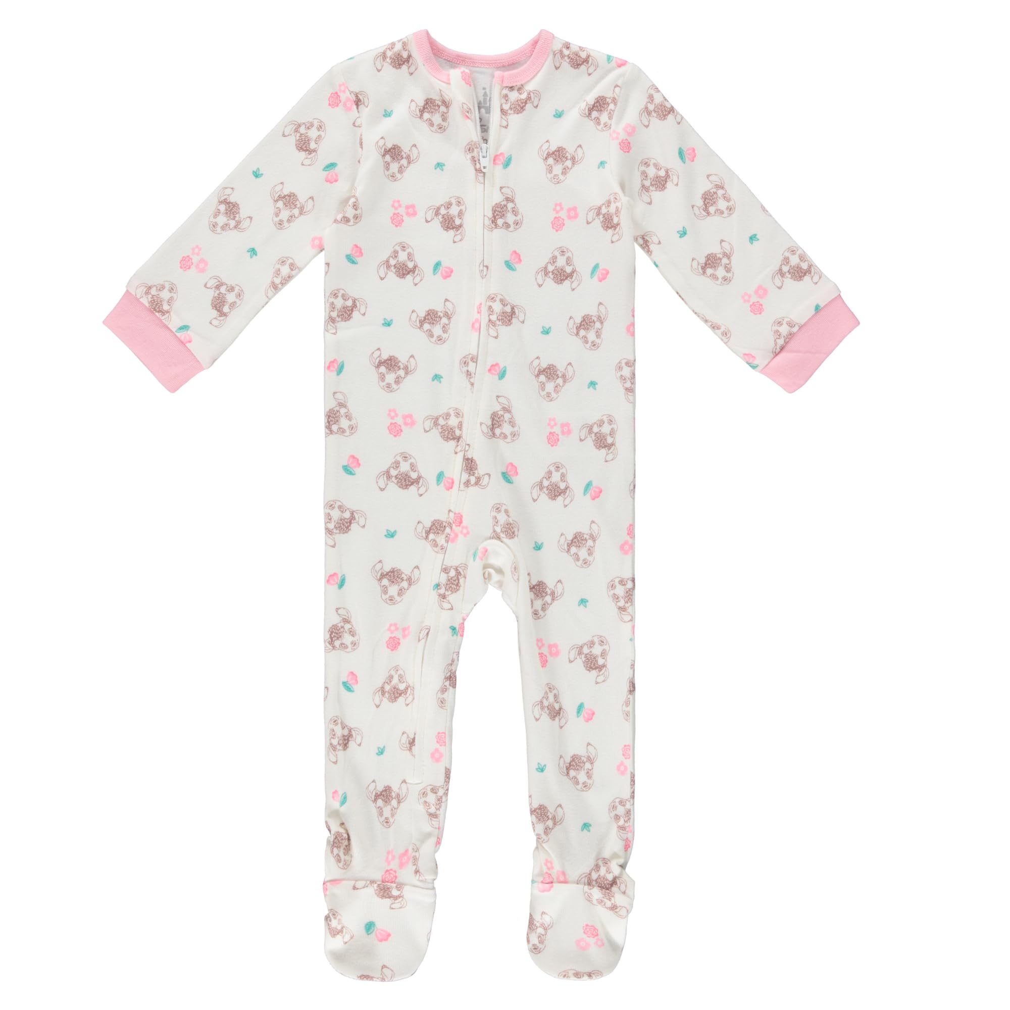 Disney Baby-Strampler mit Reißverschluss, 2 Stück, Grün, Langarm, Winnie Puuh, Monsters Inc, Dumbo, Bambi, Schlafanzug für Neugeborene und Babys