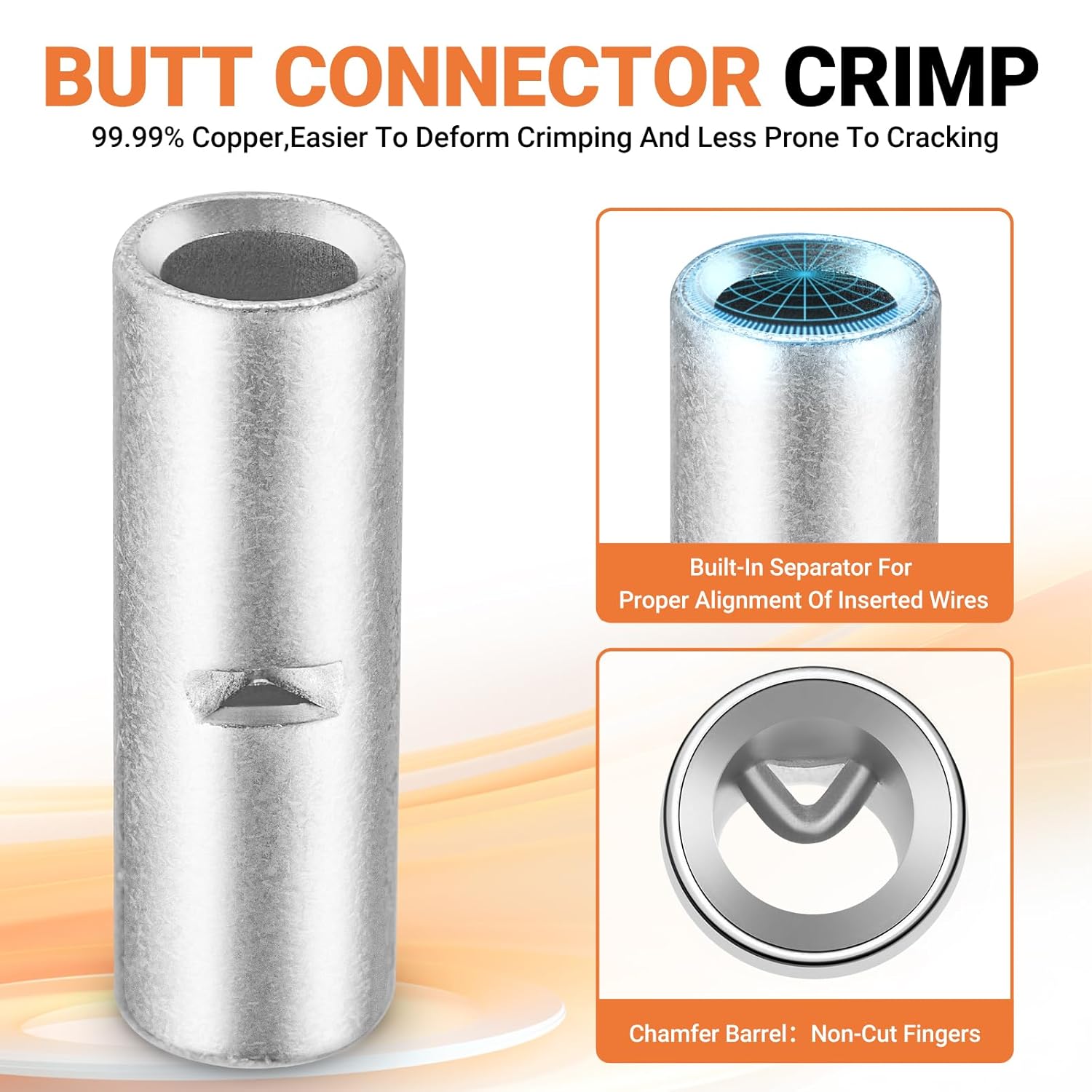 474 PCS-Red Copper Non Insulated Butt Connectors Kits with Heat Shrink,22-6 AWG Uninsulated Butt Connector for Electrical Wiring