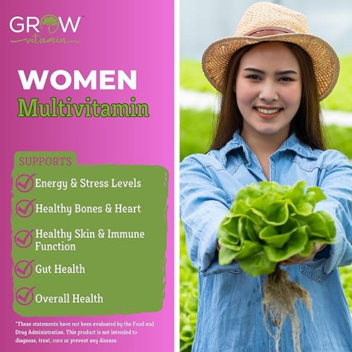 Miniatura 2 de grow vitamin One Daily Multivitamínico para mujeres, apoyo energético, suplemento alimenticio integral para nutrir el cabello, la piel, las uñas,