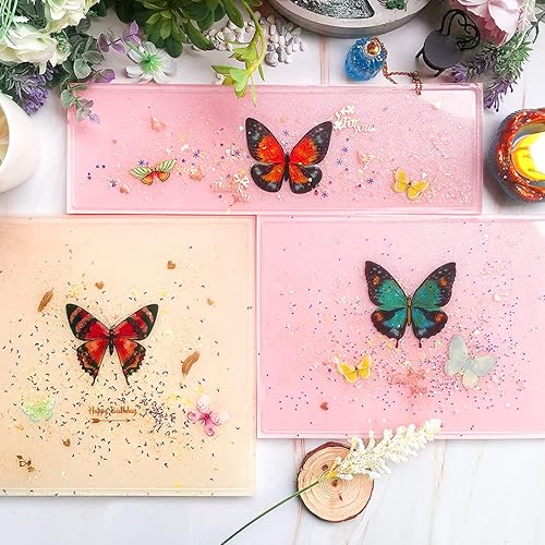 Miniatura 3 de Bandeja rodante de resina epoxi, moldes de silicona con bordes elevados con marcos fijos, cuadrada y rectangular, tamaño grande de 3 en juego