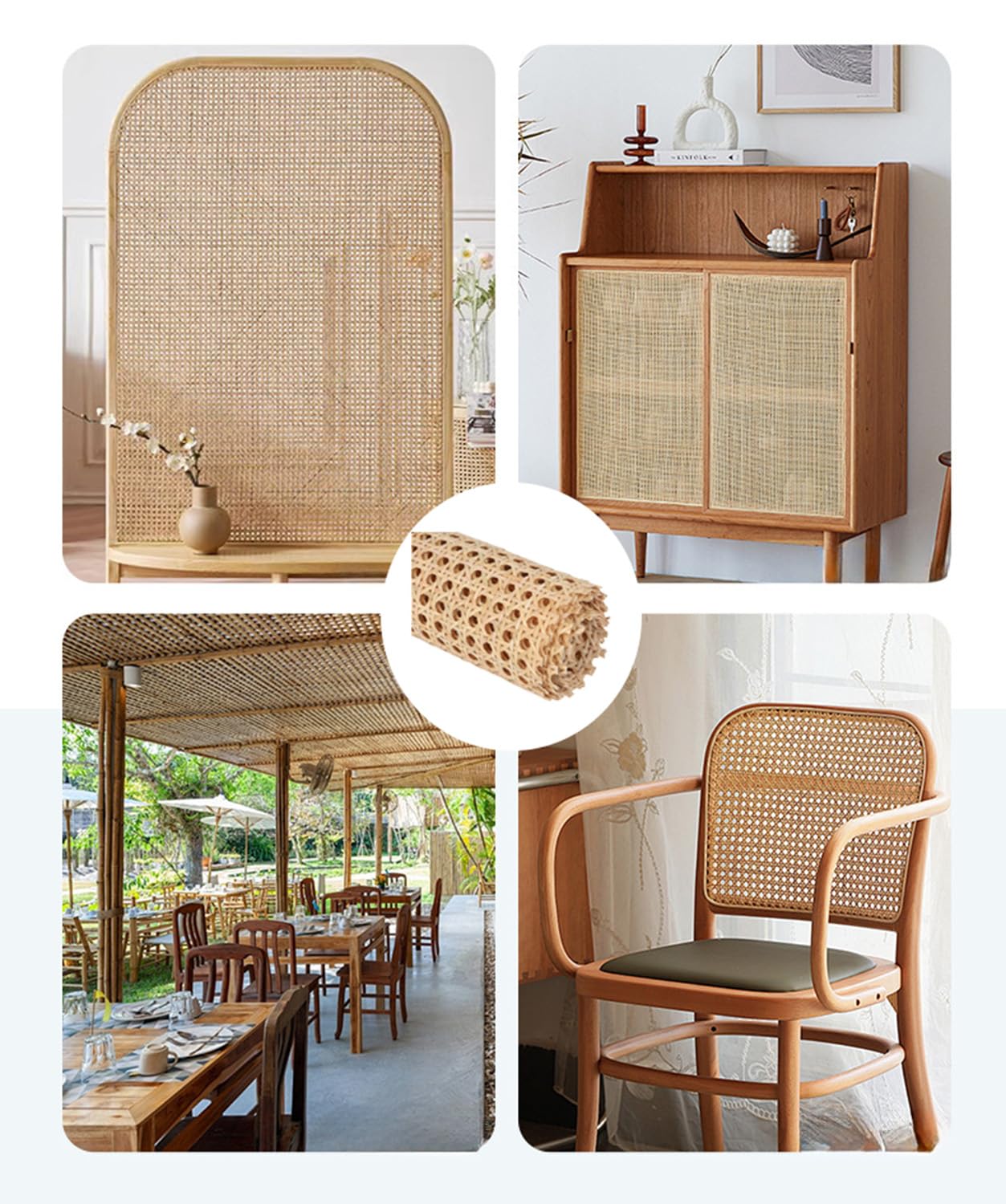 Cane Webbing - Rotolo di Rattan Aperto Intrecciato, per progetti di caning, Decorazione per la casa, 40 x 100 cm