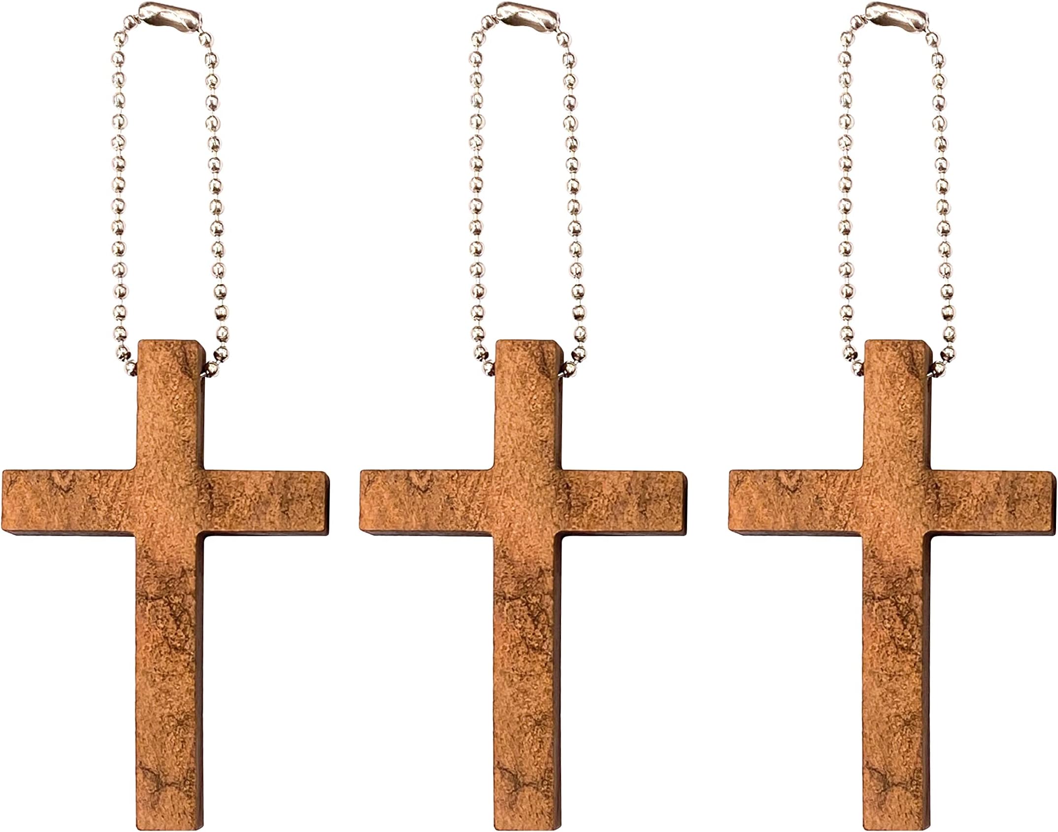 100 Pieces Natural Mini Wooden Cross Charm, Favors Cross Keychain, Mini Rustic Solid Wood Cross Pendants for Religious Crafts, DIY Project (1.25 x 1.75 In)