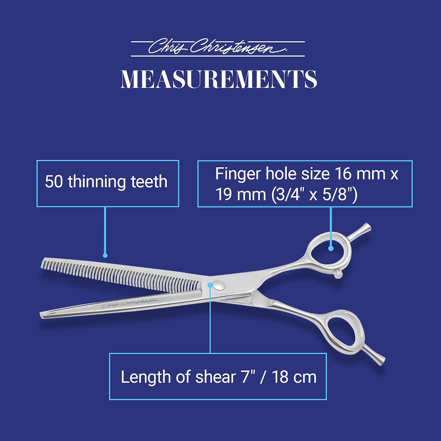Chris Christensen Classic Series Grooming Shears, 7 in Thinner Shear, Groom Like a Professional, Any Skill Level, Made From 440C Japanese Steel