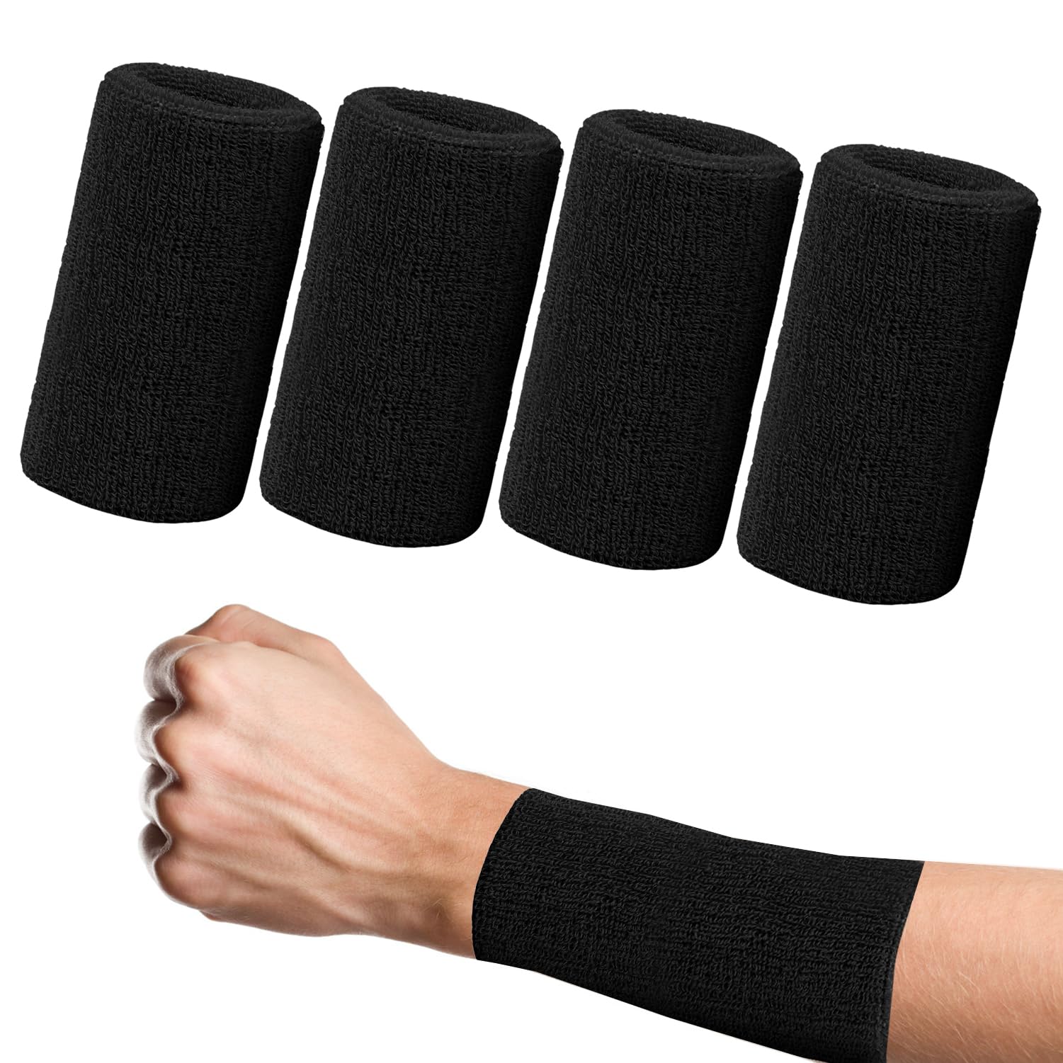 SMCEHEYA 4 Pack Sweat Bands for Wristbands 6Inch 15x8cm Wrist Bands Extended