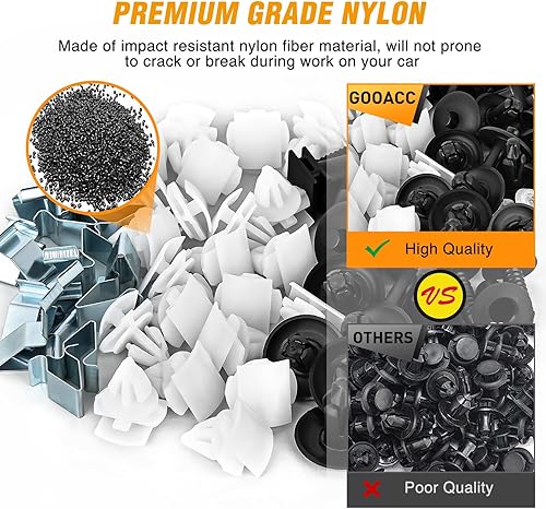 Vista 92 de GOOACC GRC-70 - 35 piezas de pernos de protección contra salpicaduras para motor, parachoques guardabarros, retenedor de empuje, clips de remache