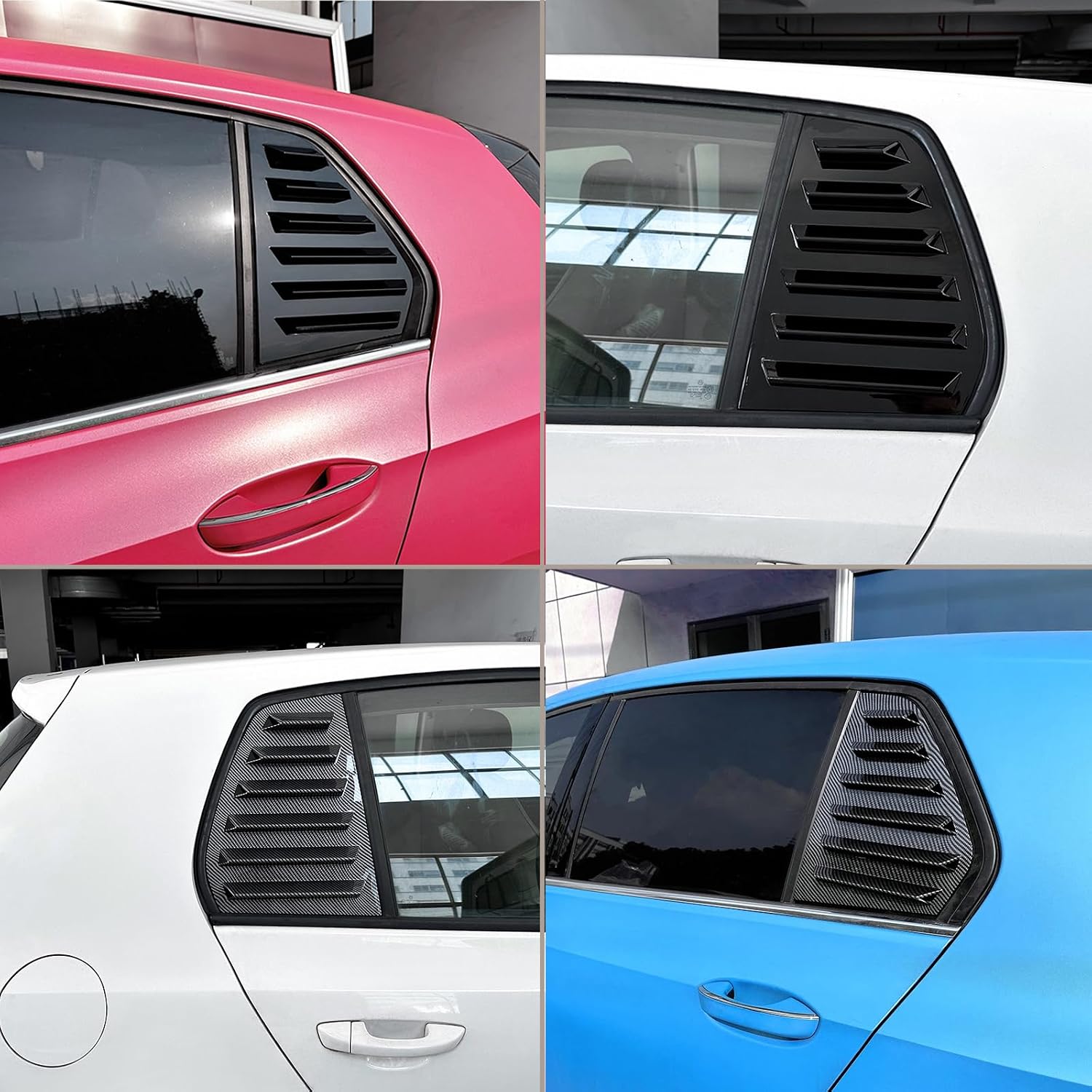 Window Louvers Compatible with Volks-wagen V-W Golf8 Golf MK8 2020+ 2021 2022 2023 2024 Accessories Car Exterior Rear Side Window Louvers Shades Air Vent Scoop Shades Cover Blinds (Bright Black 2Pcs)