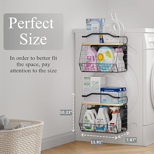 Miniatura 5 de Estante magnético para refrigerador con tapa de madera, contenedores de almacenamiento de papas y cebollas, estante magnético para especias para