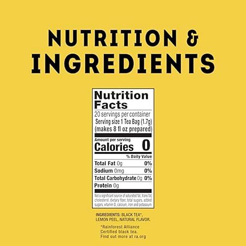 Miniatura 2 de Lipton Té negro limón, bolsas de té piramidal, bolsitas de té saborizadas para una taza de té refrescante, 20 bolsas de té en total