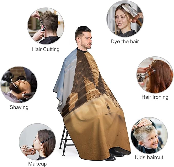 Capa para cortar cabello diseño Pirámide Egipcia impermeable miniatura 3