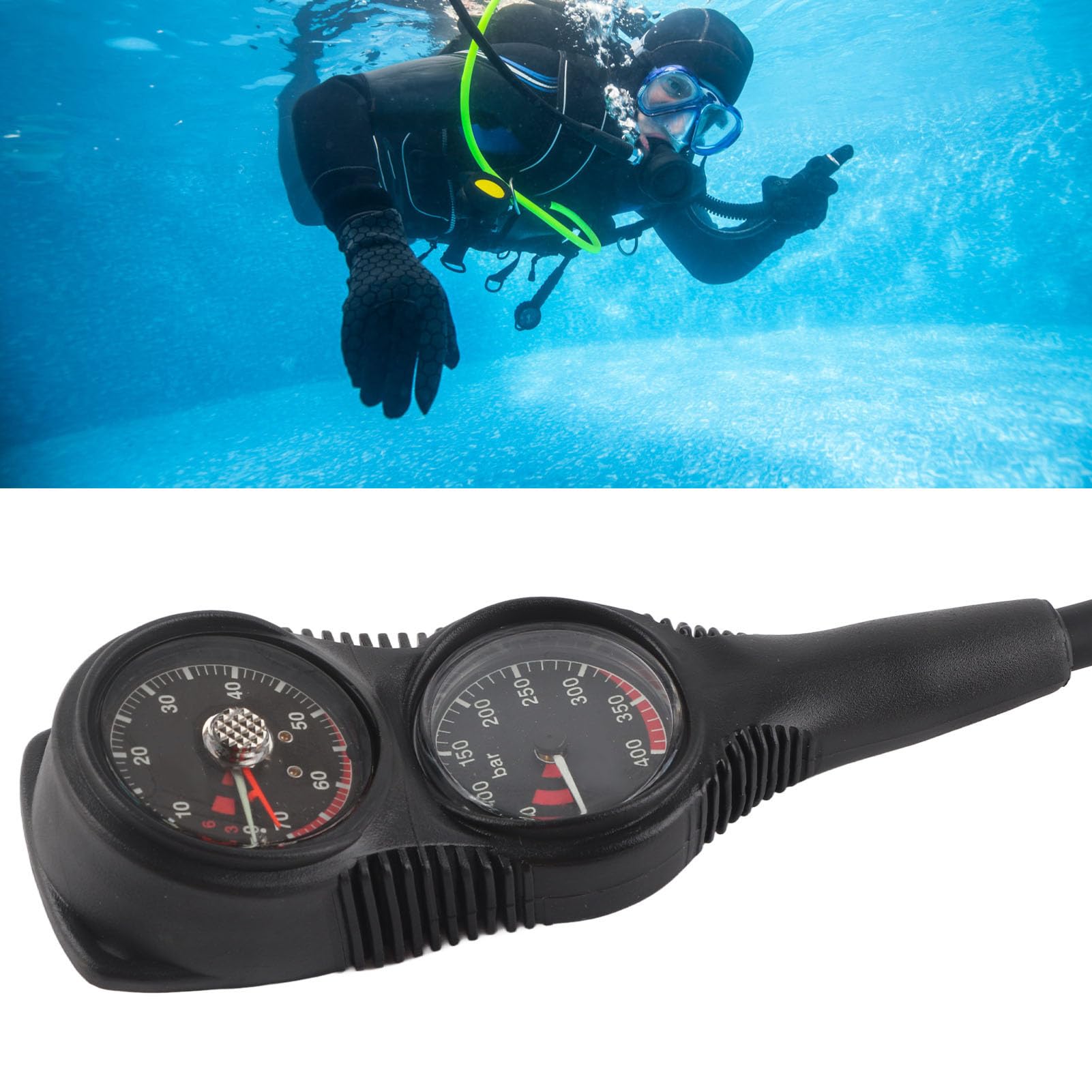 Manometro Subacqueo Professionale Impermeabile Durevole Misurazione della profondità di 400 Bar per gli Appassionati di Immersioni Profonde