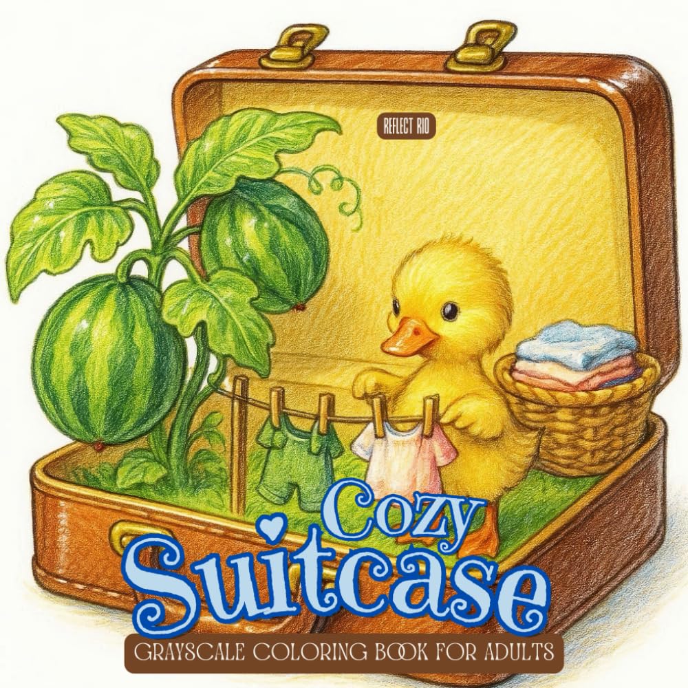 Cozy Suitcase Coloring Book: Grayscale Coloring for Stress Relief – Simple, Relaxing, and Cozy Suitcase Scenes for Adults and Teens (Simple Joys Grayscale Coloring Book for Adults and Seniors)