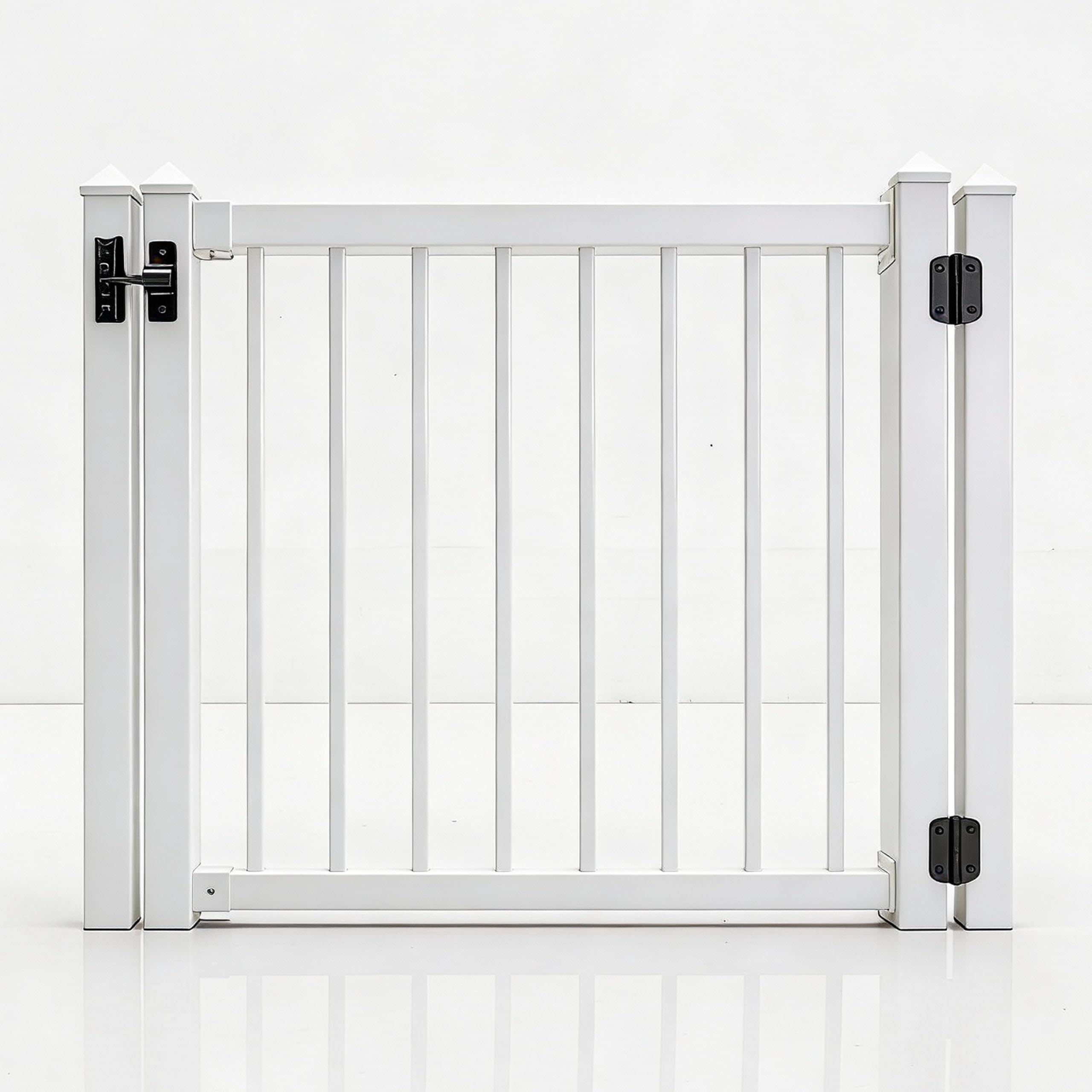 Gate Kit (3/4" pickets, White) Aluminum Deck Gate Kit - Build-to-Fit Hardware-Mounted Gate for Deck/Patio – Fits Openings Up to 48" Wide – Hinges & Latch Included (42" H)