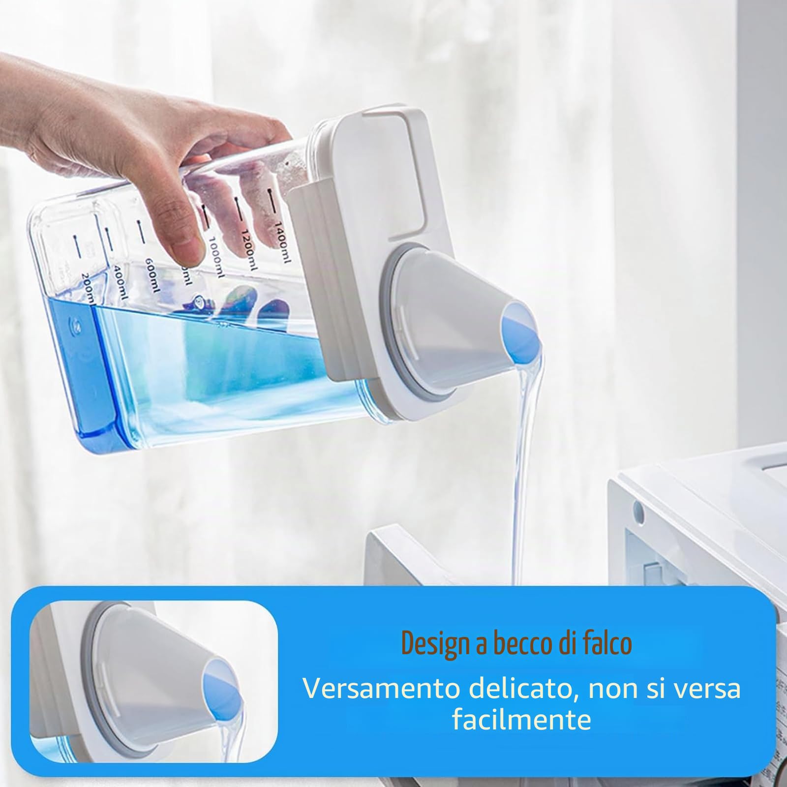 Contenitore per Detersivo, 2 pezzi 1800ml Dispenser Ermetico per Detersivi con Misurino, Scatola per Detersivi Multifunzionale,Scatola per Conservazione del Detersivo in Polvere, Per Polvere da Bucato