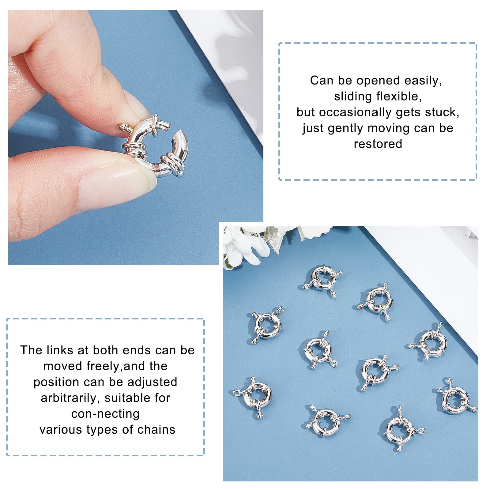 PH PandaHall Lot De 4 Anneaux Ovales En Argent Sterling Avec Fermoir à Ressort Pour Collier, Bracelet De Cheville, Porte-clés, Fabrication De Bijoux, 10 X 7 Mm