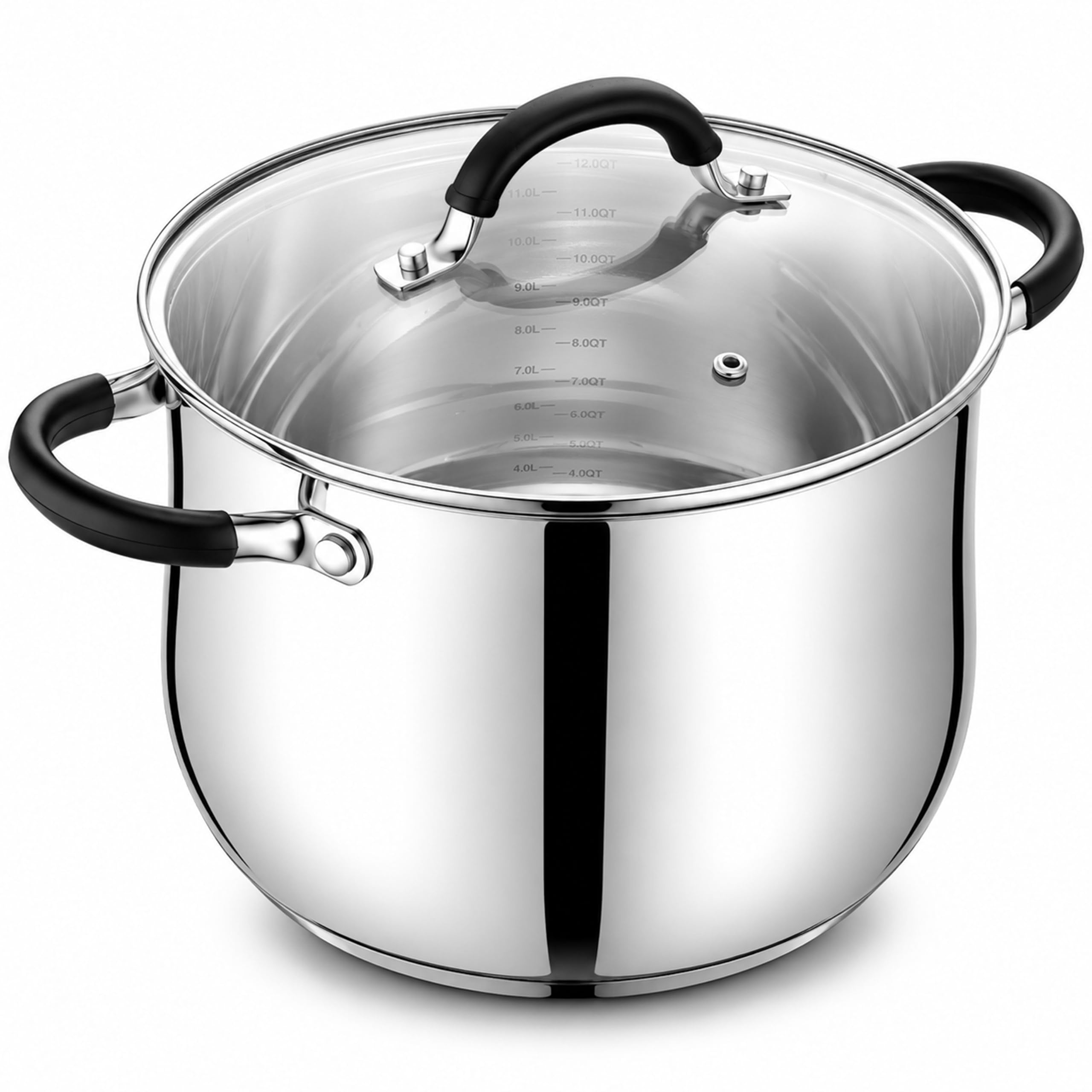 HaWare Stock Pot, 11.4L Stainless Steel Stockpot with Visible Lid