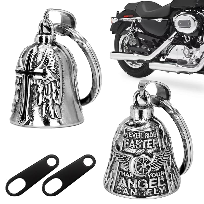 Kit de Sinos Guardiões para Motocicleta Enyyfit com Pingentes de Asas e Suportes, Set 1