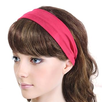 Simple Solid Color Stretch Headband - Magenta 1 Pc