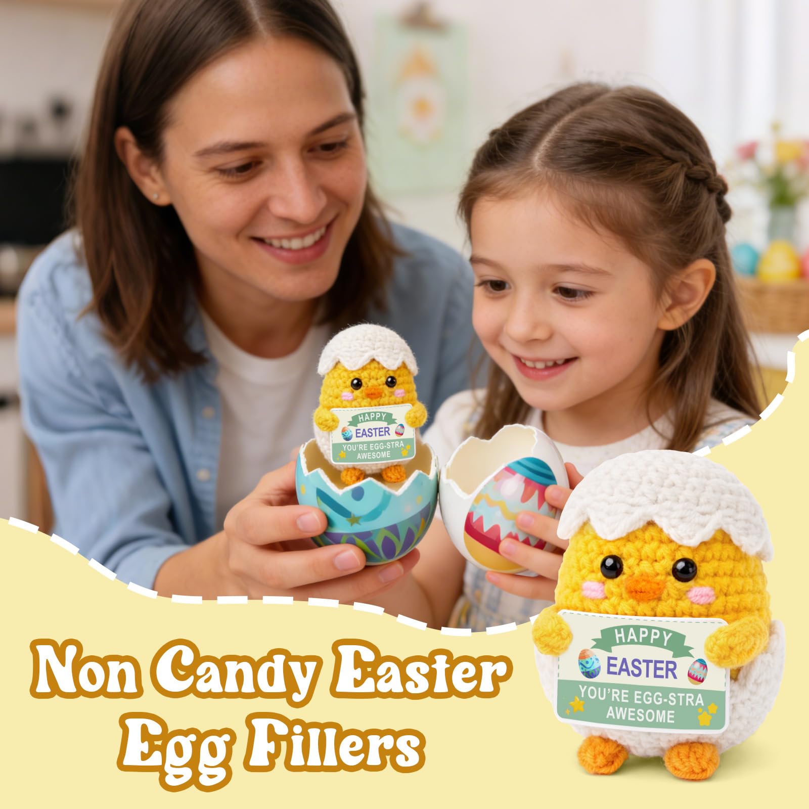 Easter Basket Stuffers for Teens Kids, Easter Gifts Crochet Spring Egg & Chick Plush, Jesus Christian Non Candy Egg Fillers Toy for Boys & Girls 8-12, 6-8, Tweens 10-12 Year Old